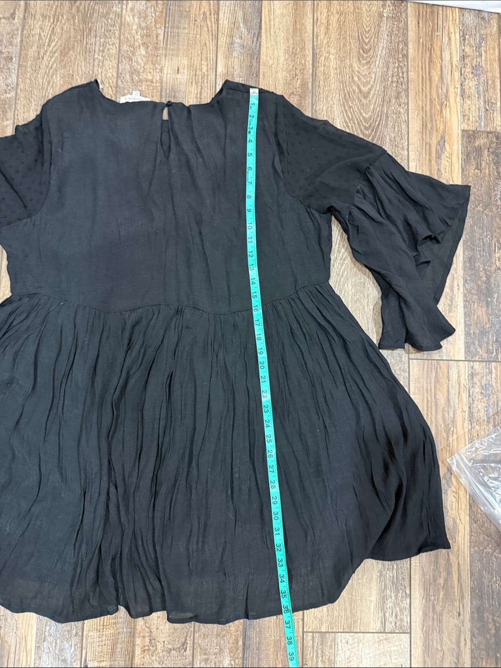 Umgee Plus Black Floral Embroidered Swiss Dot Bell Sleeve Babydoll Tunic 1XL - Picture 11 of 12